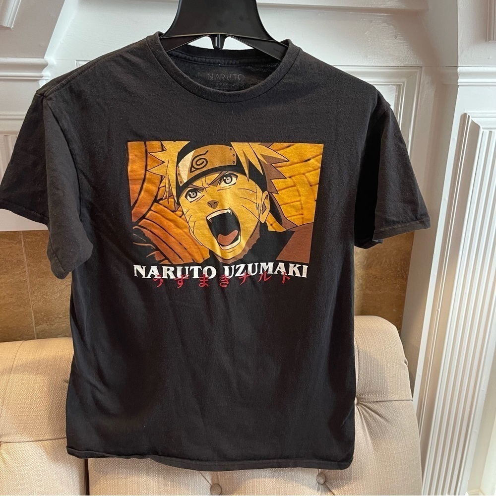 Naruto Uzumaki Screaming Face Graphic Anime T Shirt Black Sz M